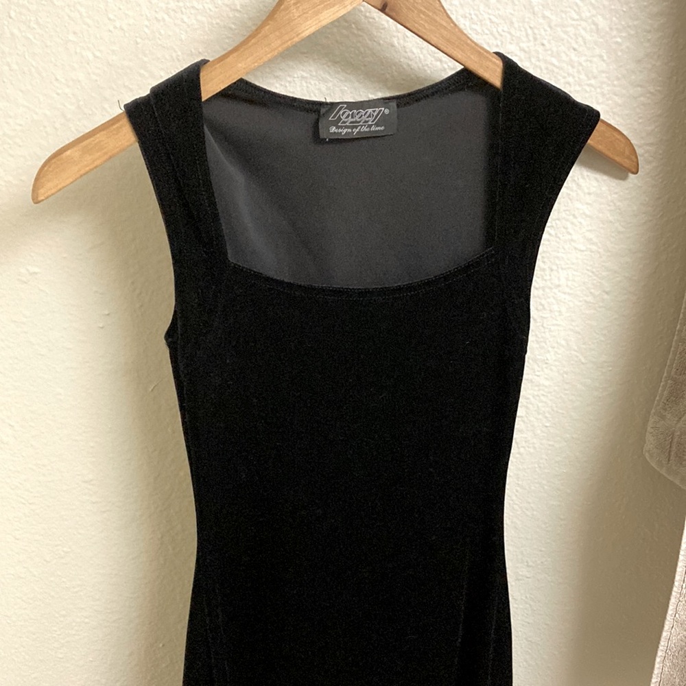 Black velvet dress.